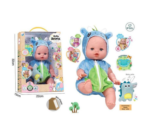 Пупс A 922 D (24/2) висота: 32 см, вініловий, знімний одяг, рухливі кінцівки, аксесуари, скляні очі, музичний чип, в коробці