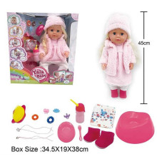 Пупс BLS 024 A (8) висота 45см, плаче сльозами, знімний одяг, шарнірні суглоби, аксесуари, ходить на горщик, п’є з пляшечки, рухливі кінцівки, може стояти, в коробці