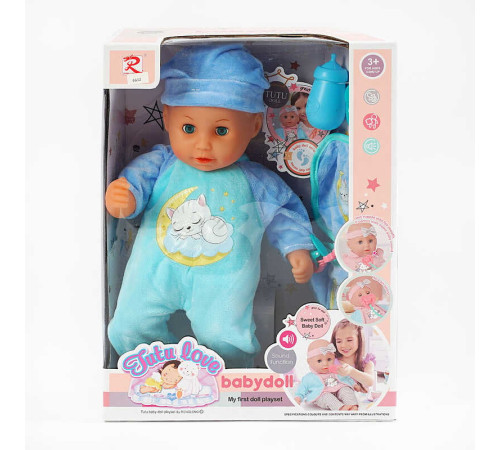 Пупс 6632 (16) м’якотілий, п’є з пляшечки, закриває очі, аксесуари, музичний чіп, висота 36 см, в коробці