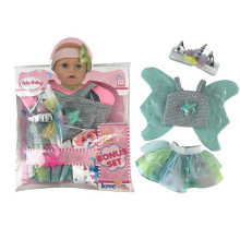 Одяг для пупса YLC 43 A (96) топ з крильцями, спідничка, підгузок, пустушка, пов'язка, в пакеті