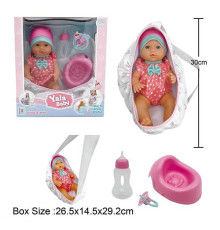 Пупс YL 2430 H-A (24) висота 30 см, п'є з пляшечки, ходить на горщик, сумка-переноска, знімний одяг, горщик, пустушка, пляшечка, в коробці