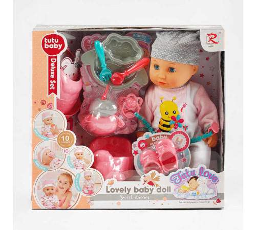 Пупс 9592 (12) п’є з пляшечки, закриває очі, аксесуари, музичний чіп, висота 34 см, в коробці