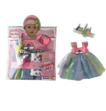 Одяг для пупса YLC 43 B (96) сукня, пов'язка у стилі єдинорога, підгузок, в пакеті