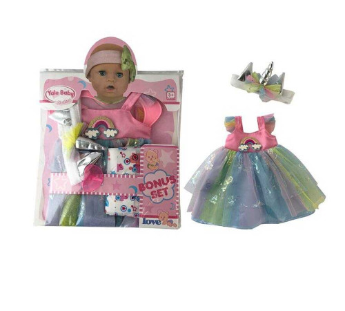 Одяг для пупса YLC 43 B (96) сукня, пов'язка у стилі єдинорога, підгузок, в пакеті