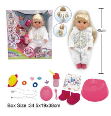 Пупс BLS 024 H (8) висота 45см, плаче сльозами, знімний одяг, шарнірні суглоби, аксесуари, ходить на горщик, п’є з пляшечки, рухливі кінцівки, може стояти, в коробці