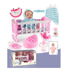 Пупс BLS-W 74 (12/2) 2 види, ліжечко, горщик, одяг, аксесуари, в коробці