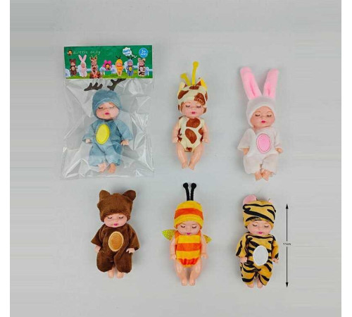 Пупс 12322 (800/2) висота - 11см, тіло — пластик, голова — гума, знімний одяг, рухомі елементи, в пакеті, ВИДАЄТЬСЯ ТІЛЬКИ МІКС ВИДІВ