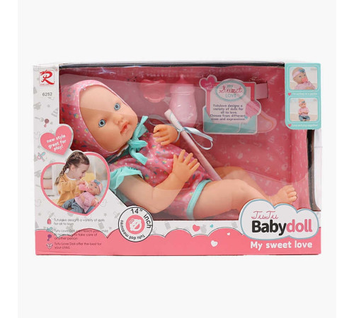 Пупс 6252 (24) гумовий, висота 33 см, рухливі кінцівки та голова, знімний одяг, пустушка, пляшечка, в коробці
