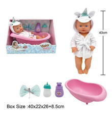 Пупс YL 2440 J-E (12) висота 40 см, п'є з пляшечки, ходить на горщик, ванна, халат, рушничок, в коробці