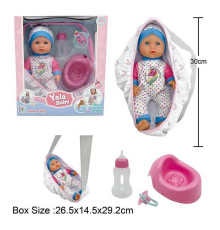 Пупс YL 2430 H-D (24) висота 30 см, п'є з пляшечки, ходить на горщик, сумка-переноска, знімний одяг, горщик, пустушка, пляшечка, в коробці