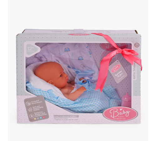 Пупс 9576 (18) п’є з пляшечки, аксесуари, висота 29 см, в коробці