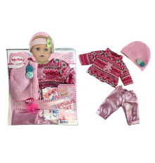 Одяг для пупса YLC 43 G (96) в'язаний светр, штанці, шапочка, підгузник, пустушка, для ляльок зростом 30-35 см, в пакеті