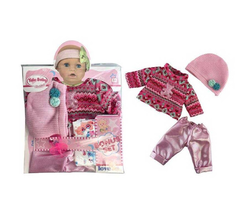 Одяг для пупса YLC 43 G (96) в'язаний светр, штанці, шапочка, підгузник, пустушка, для ляльок зростом 30-35 см, в пакеті