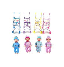 Пупс C 1105 B (96/2) 4 види, складний візок, знімний одяг, висота 27 см, ВИДАЄТЬСЯ ТІЛЬКИ МІКС ВИДІВ