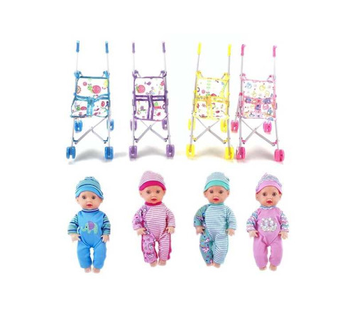 Пупс C 1105 B (96/2) 4 види, складний візок, знімний одяг, висота 27 см, ВИДАЄТЬСЯ ТІЛЬКИ МІКС ВИДІВ