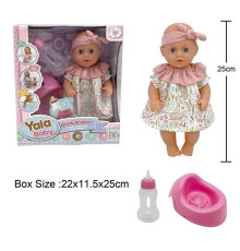 Пупс YL 2425 A-D (48) п'є з пляшечки, ходить на горщик, заплющує очі, аксесуари, висота 25 см, в коробці