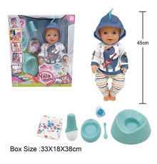 Пупс BL 242 M (12/2) п'є з пляшечки, ходить на горщик, заплющує очі, плаче сльозами, аксесуари, висота 45 см, в коробці