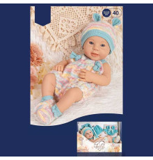 Пупс 8812-5 (16/2) висота 40 см, в’язаний знімний одяг, змінний одяг, в коробці