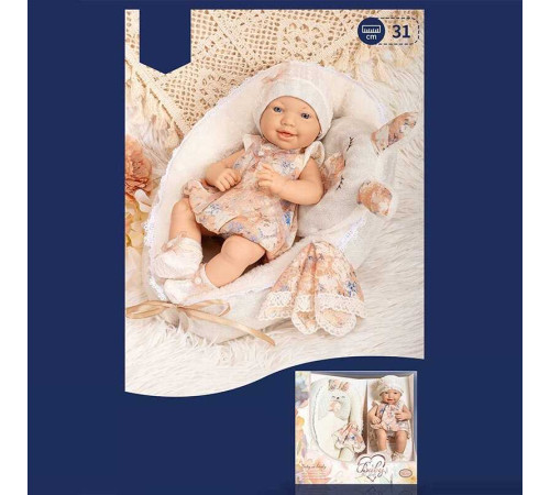 Пупс 8829-2 (16/2) висота 31 см, знімний одяг, матрацик з подушечкою, рушник, в коробці