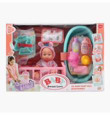 Пупс 9933 A-2 (12) висота 26 см, ліжечко, ванночка, знімний одяг, аксесуари, в коробці