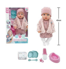 Пупс BL 251 D (12) висота 45 см, п'є з пляшечки, ходить на горщик, заплющує очі, знімний одяг, аксесуари, в коробці