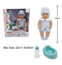 Пупс YL 2425 A-K (48) п'є з пляшечки, ходить на горщик, заплющує очі, аксесуари, висота 25 см, в коробці