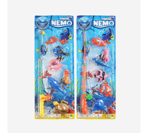 Риболовля 5823 AB (84/2) 2 види, магнітна, вудочка з котушкою, 6 рибин, на листі