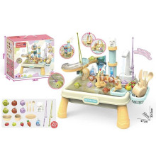 Риболовля 1205-3 (12) автоматична подача води, 20 елементів, рибки, посуд, на батарейках, 2 вудки, механічний запускач, гірка з помповим механізмом, в коробці