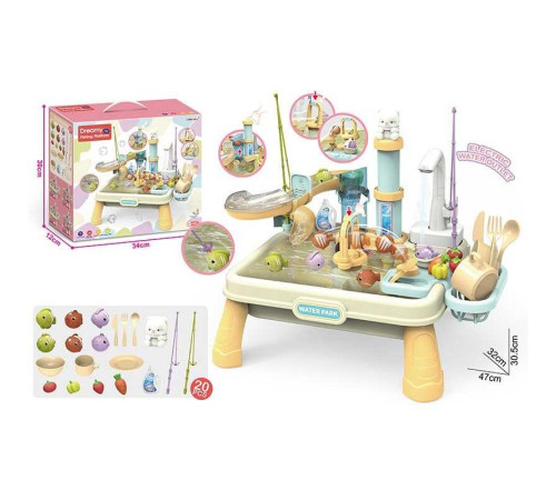 Риболовля 1205-3 (12) автоматична подача води, 20 елементів, рибки, посуд, на батарейках, 2 вудки, механічний запускач, гірка з помповим механізмом, в коробці – в наличии! Купите сейчас у KAZKOVA