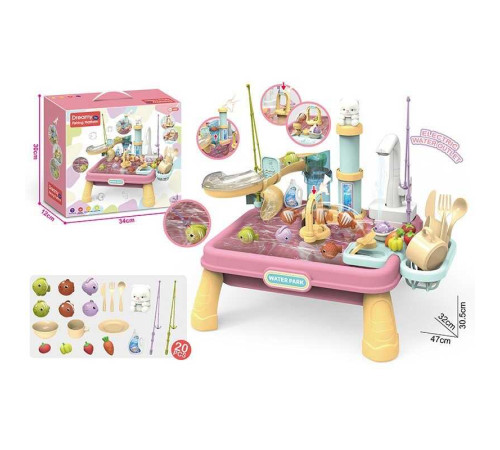 Риболовля 1205-4 (12) автоматична подача води, 20 елементів, рибки, посуд, на батарейках, 2 вудки, механічний запускач, гірка з помповим механізмом, в коробці – в наличии! Купите сейчас у KAZKOVA