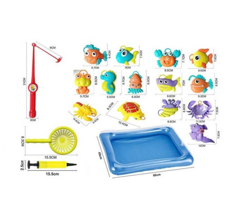 Риболовля QF 338-1 (48/2) 14 фігурок морських мешканців, вудочка, 2 сачки, басейн, насос, у пакеті