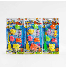 Риболовля з магнітом 886-7-8-9-10 (432/2) 3 види, 6 рибок, вудка, на листі, ВИДАЄТЬСЯ ТІЛЬКИ МІКС ВИДІВ