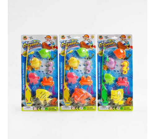 Риболовля з магнітом 886-7-8-9-10 (432/2) 3 види, 6 рибок, вудка, на листі, ВИДАЄТЬСЯ ТІЛЬКИ МІКС ВИДІВ