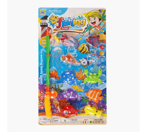 Риболовля 555-234 (96/2) 10 рибок, вудка, на листі