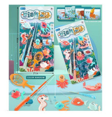 Риболовля 166 (72/2) 2 види, 6 рибок, 2 види вудочок, сачок, на листі