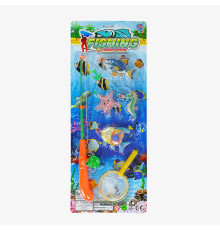 Риболовля 21 B1 (120/2) 4 морські мешканці з кільцем, вудка з гачком, сачок, на листі