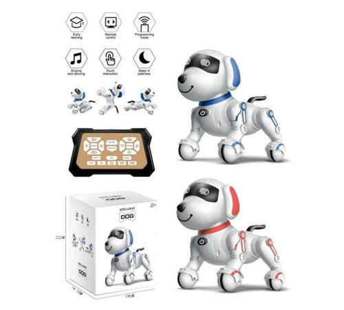 Песик на радіокеруванні Y 878 (24) 2 кольори, сенсорна ділянка, танцює, виконує команди, пульт керування, озвучення англійською мовою, розказує казки, співає пісеньки, в коробці