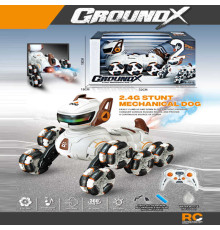 Песик на радіокеруванні 585-104 A (24/2) роликові колеса, звуки, підсвічування, парогенерація, пульт 2.4G, USB-кабель, музика, акум. 3.7V, трансформація коліс, в коробці