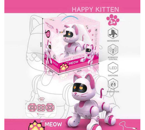 Котик на радіокеруванні 6602 (12) акум. 3,7 V, пульт керування, трюки, підсвічування, звуки, рухливі елементи, LED очі, сенсор. датчик, в коробці