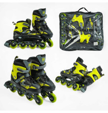 Ролики 27300-М Best Roller /розмір 34-37/ колір – ЖОВТИЙ (6) колеса PU, ПЕРЕДНЄ КОЛЕСО СВІТЛО, устілка 21.5-24 см, d колес – 7 см, в сумці