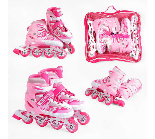 Ролики 62870-L Best Roller /розмір 38-42/ колір – РОЖЕВИЙ (6) колеса PU, ПЕРЕДНЄ КОЛЕСО СВІТЛО, устілка 24.5-26.5 см, d колес – 7 см, в сумці – в наличии! Купите сейчас у KAZKOVA