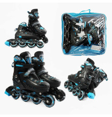 Ролики D-8816 M розмір 34-38 (6) колеса PU, d – 7 см, устілка 20-23 см, алюмінієва рама, переднє зі світлом, підшипник ABEC-7, в сумці