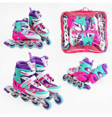 Ролики 54704-L Best Roller /розмір 38-42/ колір – ФІОЛЕТОВИЙ (6) колеса PU, ПЕРЕДНЄ КОЛЕСО СВІТЛО, устілка 24.5-26.5 см, d колес – 7 см, в сумці