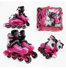 Ролики D-9244 M розмір 34-38 (6) колеса PU, d – 7 см, устілка 20-23 см, алюмінієва рама, переднє зі світлом, підшипник ABEC-7, в сумці