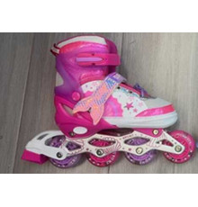 Ролики 2216-03 М розмір 34-38 (6) колір Рожевий, колеса PU, d колес – 6 см, підсвічування коліс, в сумці