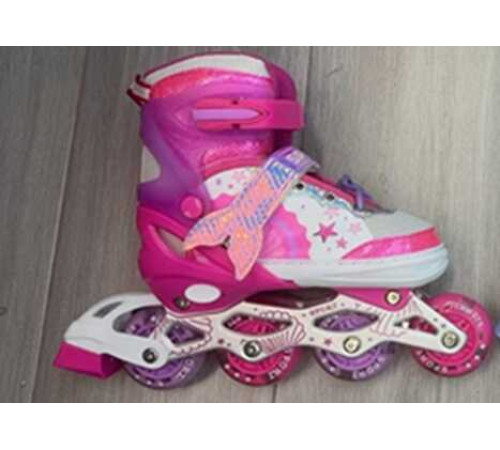 Ролики 2216-03 М розмір 34-38 (6) колір Рожевий, колеса PU, d колес – 6 см, підсвічування коліс, в сумці