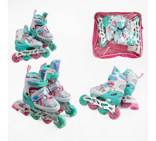 Ролики J-9730-6 S розмір 29-33 (6) колір Бірюзовий, колеса PU, d колес – 6 см, підсвічування коліс, в сумці – в наличии! Купите сейчас у KAZKOVA