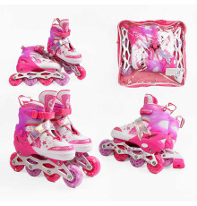 Ролики 3409-77 S розмір 29-33 (6) колір РОЖЕВИЙ, устілка 18-20 см, колеса PU, d коліс – 6 см, підсвічування коліс, в сумці
