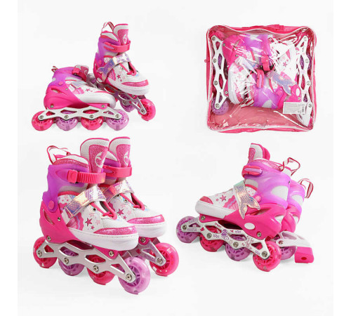 Ролики 3409-77 S розмір 29-33 (6) колір РОЖЕВИЙ, устілка 18-20 см, колеса PU, d коліс – 6 см, підсвічування коліс, в сумці – в наличии! Купите сейчас у KAZKOVA