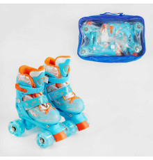 Ролики 13206-S розмір 31-34 (6) колір СИНІЙ, колеса PU, КОЛЕСА ЗІ СВІТЛОМ, устілка 18-20 см, d колес – 4,5 см, в сумці